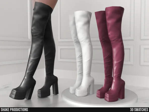 Alpha Leather High Heel Boots S102304 - The Sims 4 Custom Content