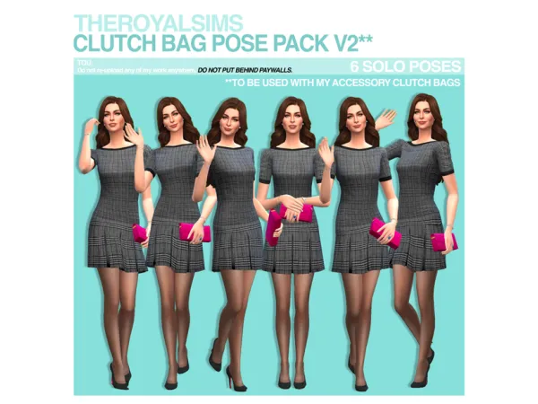 Mix THEROYALSIMS CLUTCH BAG POSE PACK V2 - The Sims 4 Custom Content