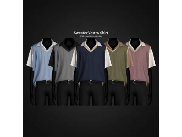 Alpha Sweater Vest w Shirt - The Sims 4 Custom Content