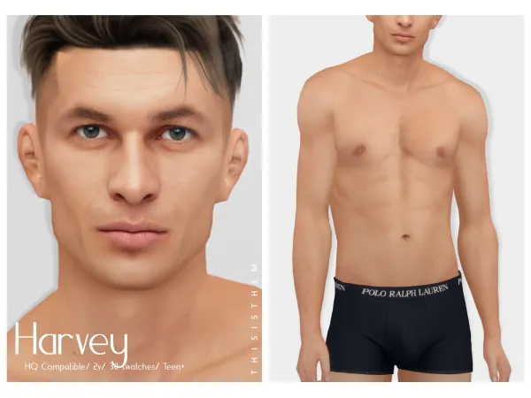 Alpha [THISISTHEM] Harvey Skin Overlay - The Sims 4 Custom Content