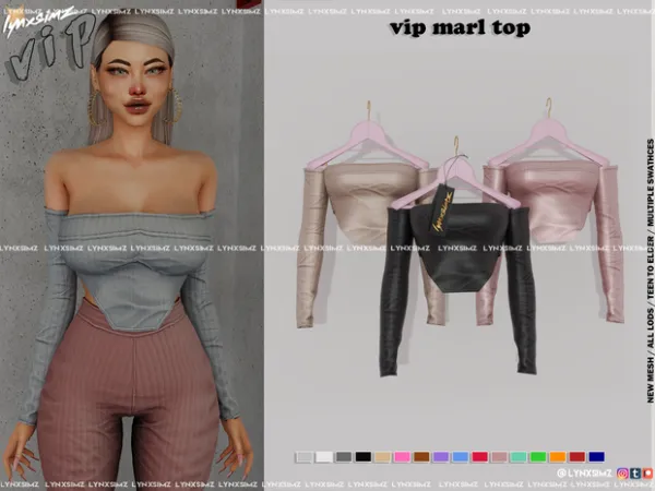 Alpha Marl Top by simsfinds - The Sims 4 Custom Content