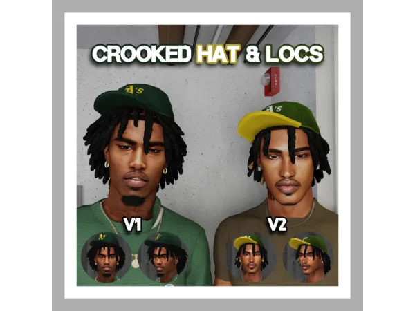 Alpha CROOKED CAP LOCS - The Sims 4 Custom Content