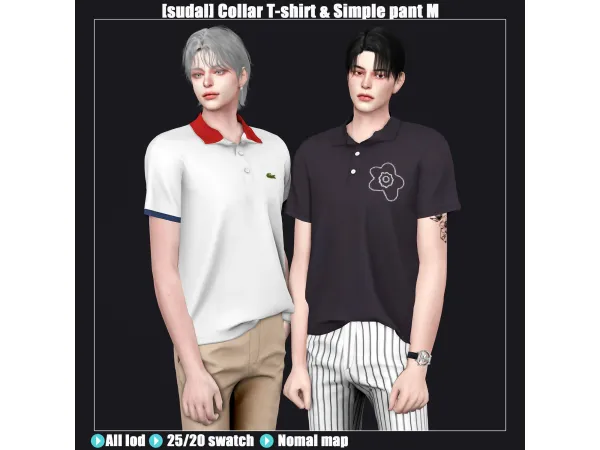 Alpha [sudal] Collar T shirt Simple pant M sims by sudal - The Sims 4 Custom Content