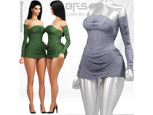 Alpha 10 LAURA DRESS by BrazilianForeverSims - The Sims 4 Custom Content