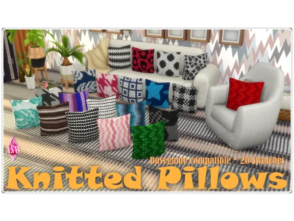 Mix Knitted Pillow 2023 - The Sims 4 Custom Content