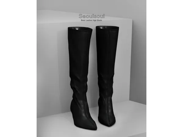 Alpha Basic Leather High Boots - The Sims 4 Custom Content