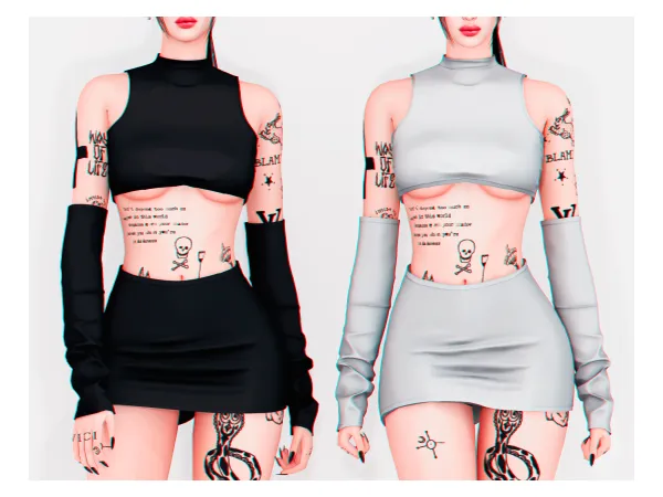 Alpha Ringo Top ' Skirt Gloves Acc - The Sims 4 Custom Content
