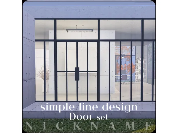 Alpha Simple line design door and windows set - The Sims 4 Custom Content