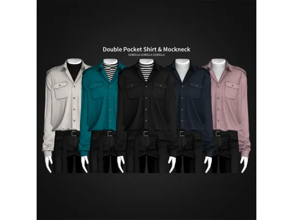 Alpha Double Pocket Shirt Mockneck - The Sims 4 Custom Content