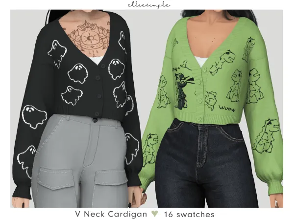 Alpha elliesimple v neck cardigan - The Sims 4 Custom Content