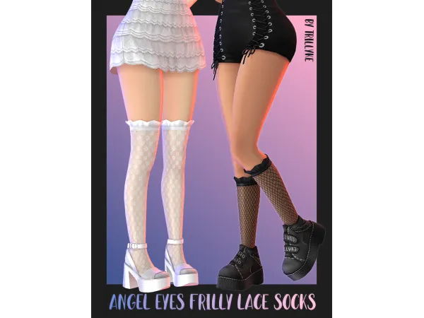 Mix Angel Eyes Frilly Lace Socks - The Sims 4 Custom Content