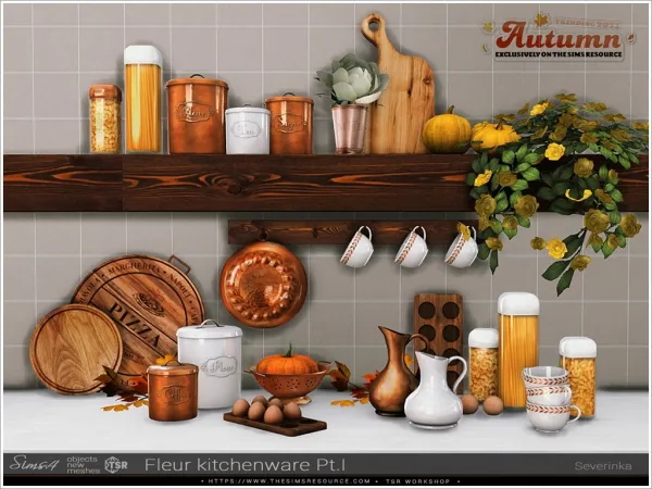 Mix Fleur kitchenware - The Sims 4 Custom Content