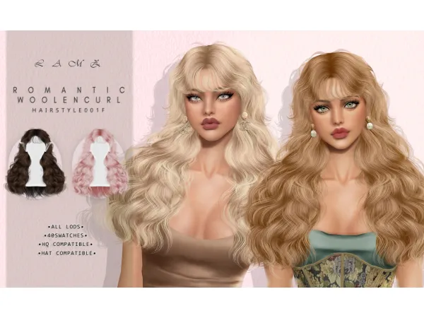 Alpha LAMZ Romantic Woolen Curl Hairstyle_001F - The Sims 4 Custom Content