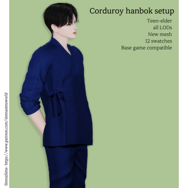 Alpha [Sims 4 ] Men's corduroy modern hanbok Male corduroy hanbok setup by simsfinds - The Sims 4 Custom Content