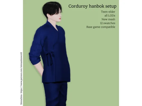 Alpha [Sims 4 ] Men's corduroy modern hanbok Male corduroy hanbok setup - The Sims 4 Custom Content