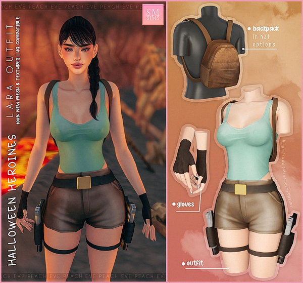 Alpha Halloween Heroines Lara Outfit by smsims - The Sims 4 Custom Content