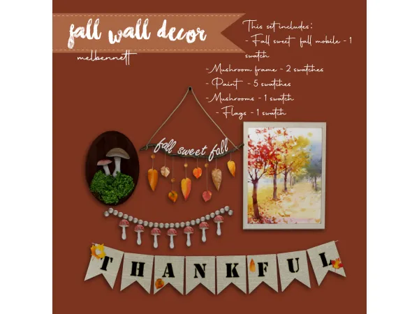 Mix Fall Wall Decor Collection - The Sims 4 Custom Content