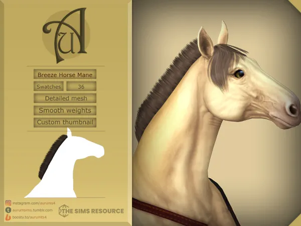 Mix Breeze Alpha styled short horse mane - The Sims 4 Custom Content