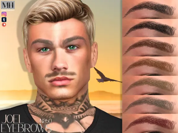 Alpha Joel Eyebrows N260 by magichandcc - The Sims 4 Custom Content