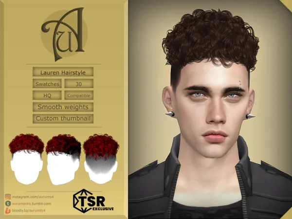 Alpha Lauren curly short undercut hairstyle - The Sims 4 Custom Content