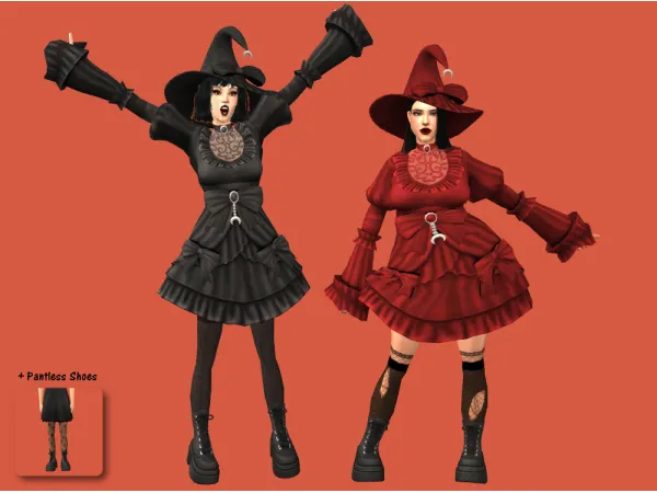 4t2 Momma Lisa Conversion Eclipse Dress x Dusk Diva Boots - The Sims 2 Custom Content