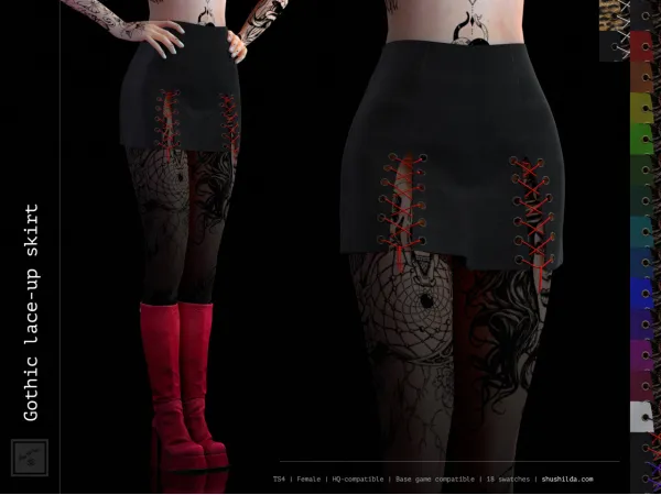 Alpha GOTHIC LACE UP SKIRT by shushilda - The Sims 4 Custom Content