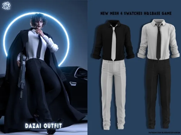 Alpha Dazai Outfit (bungo Stray Dogs) brsims - The Sims 4 Custom Content