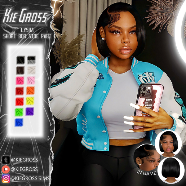 Alpha Lysha Short bob by simsfinds - The Sims 4 Custom Content