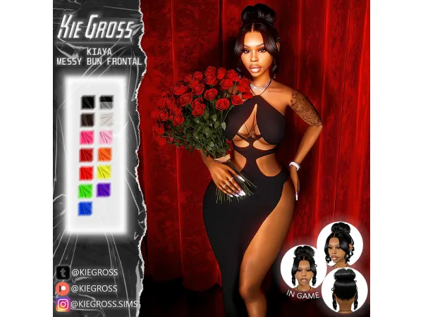 Alpha Kiaya messy bun - The Sims 4 Custom Content