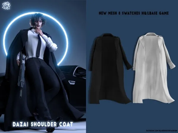 Alpha Dazai Shoulder Coat brsims - The Sims 4 Custom Content