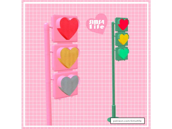 Mix Heart shaped traffic light - The Sims 4 Custom Content