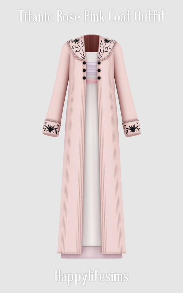 Alpha [Lonelyboy] Titanic Rose Pink Coat Set by simsfinds - The Sims 4 Custom Content