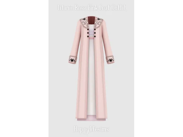 Alpha [Lonelyboy] Titanic Rose Pink Coat Set - The Sims 4 Custom Content