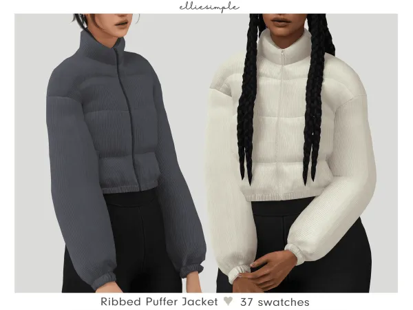 Alpha elliesimple ribbed puffer jacket - The Sims 4 Custom Content