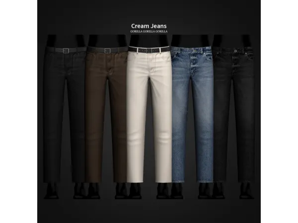 Alpha Cream Jeans - The Sims 4 Custom Content