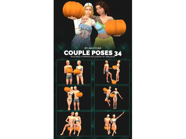 Mix COUPLE POSES 34 HALLOWEEN - The Sims 4 Custom Content