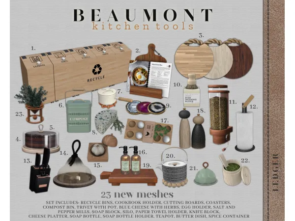 Alpha Beaumont Kitchen Tools (workroomatelier tier) by Ledger Atelier - The Sims 4 Custom Content
