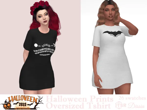Maxis Match Halloween Prints Oversized Tshirt - The Sims 4 Custom Content