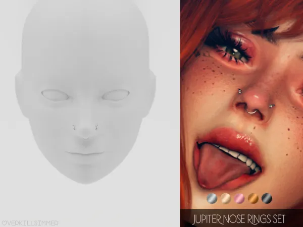 Alpha Jupiter nose rings set - The Sims 4 Custom Content