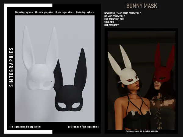 Alpha Bunny Mask - The Sims 4 Custom Content