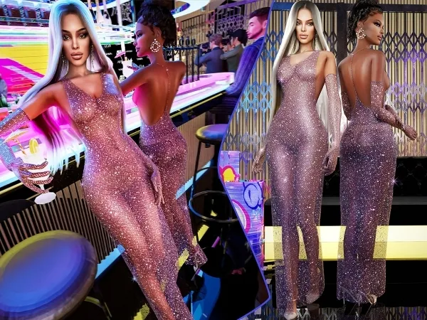 Alpha Rihanna'S Epic Sheer Sparkly Dress by cool_content_star - The Sims 4 custom content