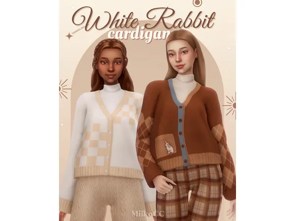 Maxis Match White Rabbit cardigan - The Sims 4 Custom Content