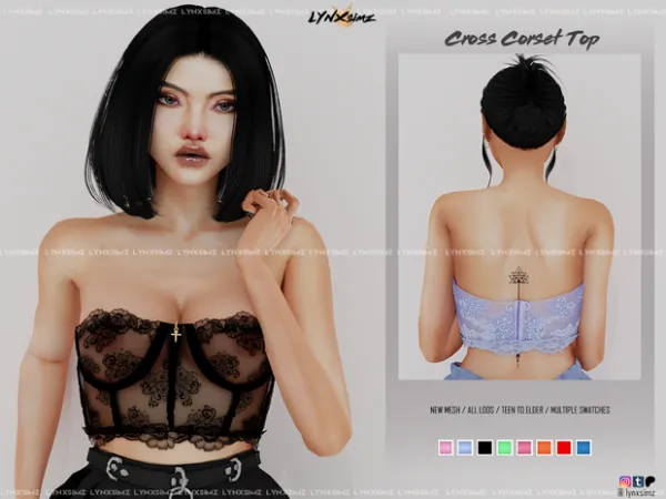 Alpha Cross Corset Top - The Sims 4 Custom Content