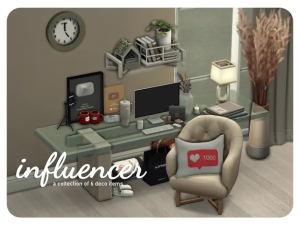 Maxis Match influencer a collection of 6 deco items - The Sims 4 Custom Content
