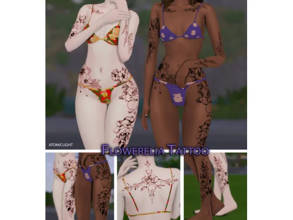Mix Flowerelia Tattoo - The Sims 4 Custom Content