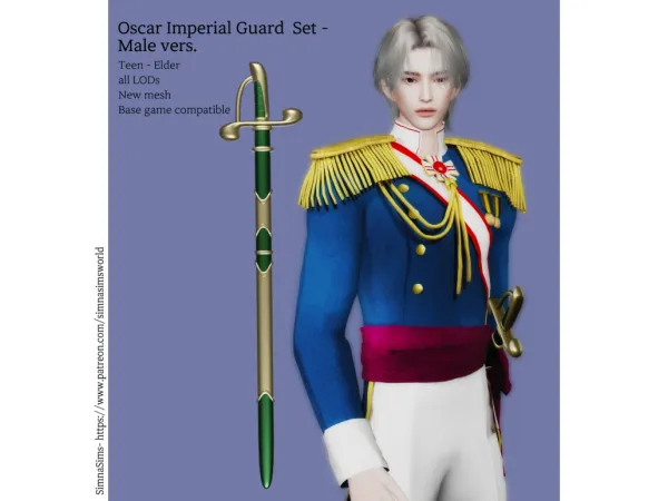 Alpha [Simna] Oscar Imperial Guard Set_Male Version - The Sims 4 Custom Content