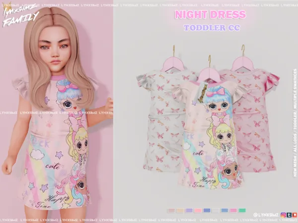 Alpha Nightdress Toddler by lynxsimzfamily - The Sims 4 Custom Content