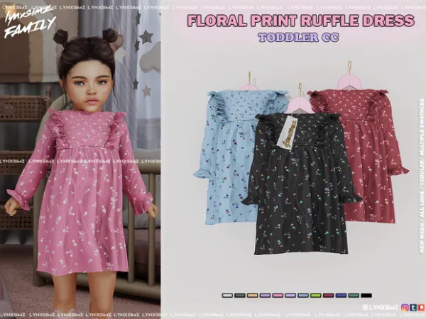 Alpha Ditsy Floral Ruffle Dress Toddler by lynxsimzfamily - The Sims 4 Custom Content