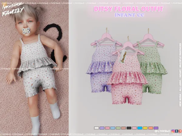 Alpha Ditsy Floral Outfit Infant by lynxsimzfamily - The Sims 4 Custom Content