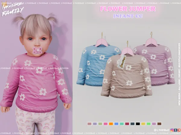 Alpha Flower Jumper Infant by lynxsimzfamily - The Sims 4 Custom Content